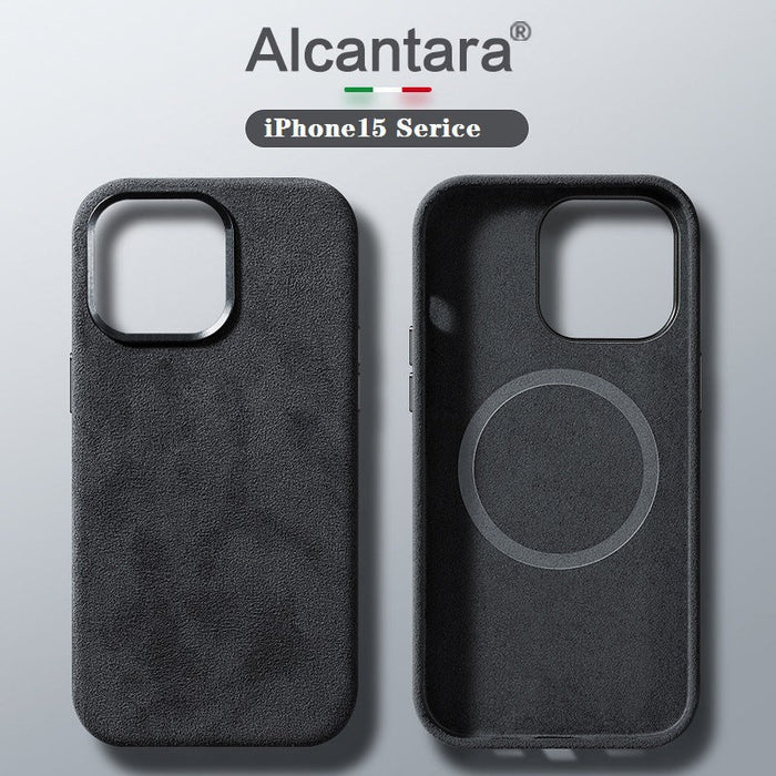 Włoskie etui Alcantara z magnesem na iPhone'a