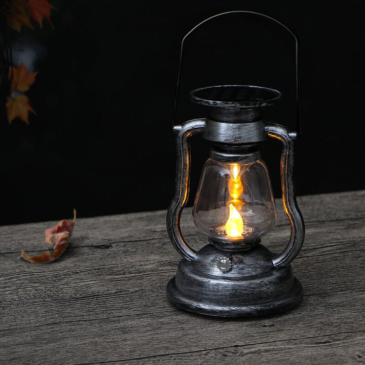 Lampka Solarna Retro Kerosinowa Lampka Konna LED Zewnętrzna Ogród Patio Dekoracja Przenośna Płomień Świeczka | Karnz