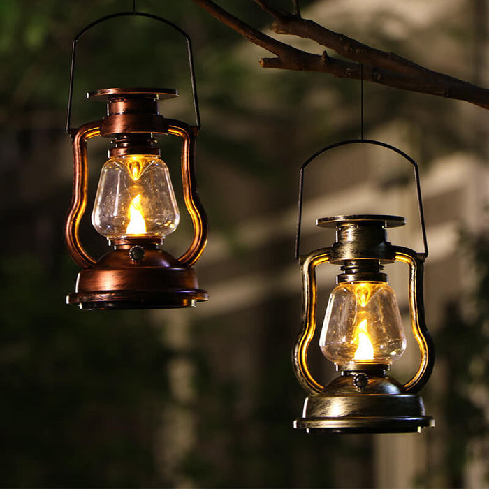 Lampka Solarna Retro Kerosinowa Lampka Konna LED Zewnętrzna Ogród Patio Dekoracja Przenośna Płomień Świeczka | Karnz