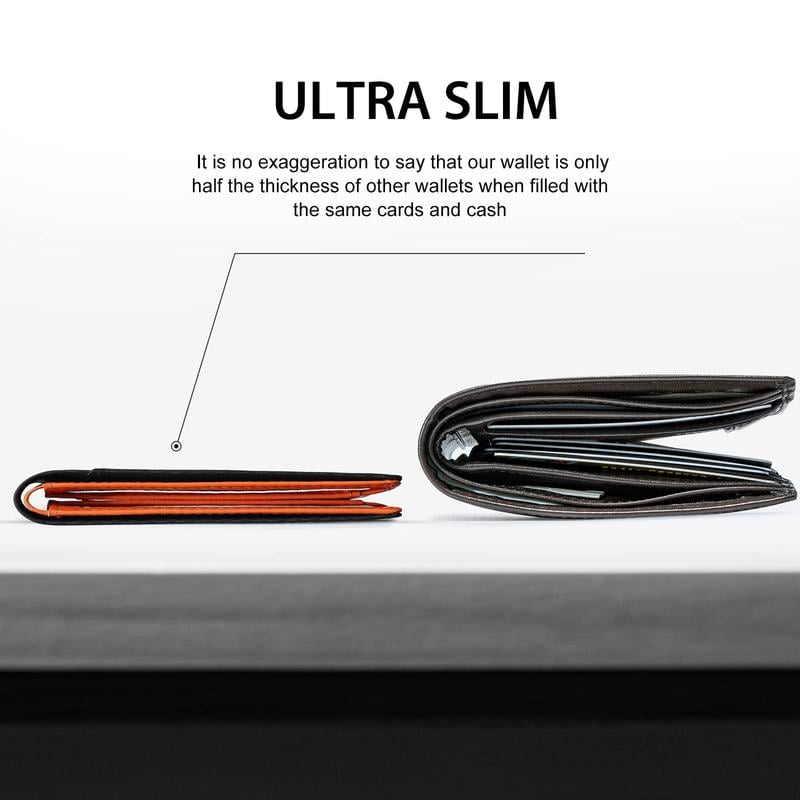 Slim RFID-portfel dla mężczyzn | Etui na karty ze skóry | Czarny