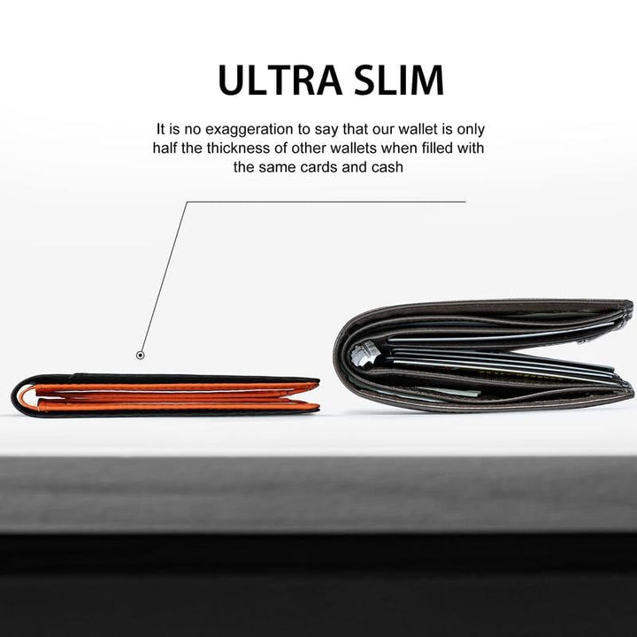 Slim RFID-portfel dla mężczyzn | Etui na karty ze skóry | Czarny