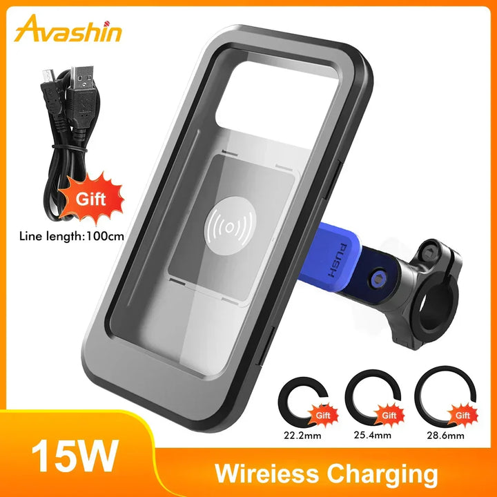RideCharge Pro – Wodoodporny uchwyt na telefon z USB i 15W bezprzewodowym ładowaniem do roweru i e-roweru | Karnz