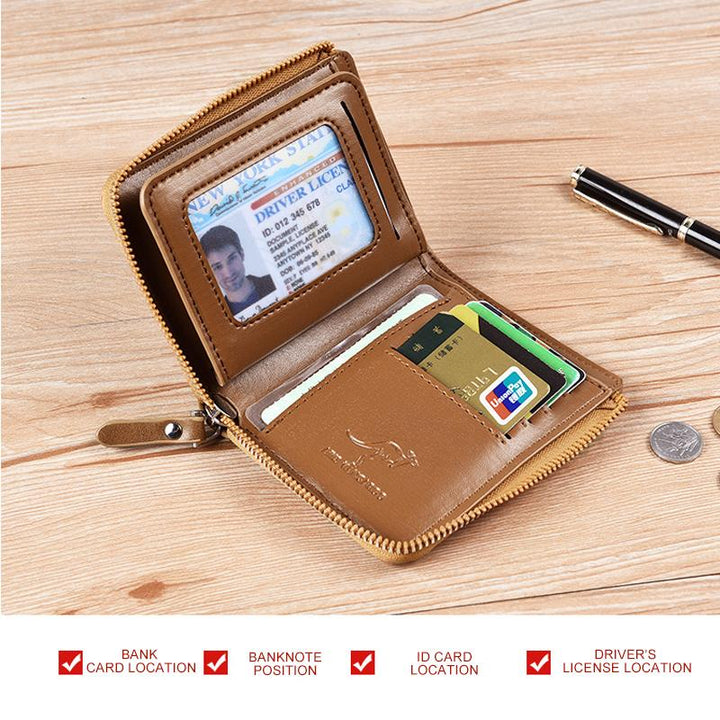 Karnz | Męski portfel na zamek z prawdziwej skóry (Z OCHRONĄ RFID)