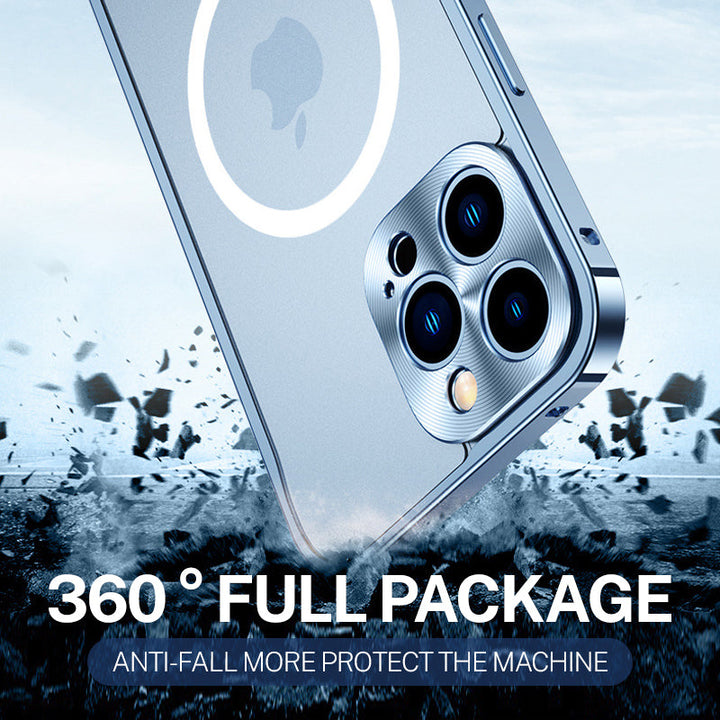 Magnetyczna obudowa ładująca z metalową ramą do iPhone&