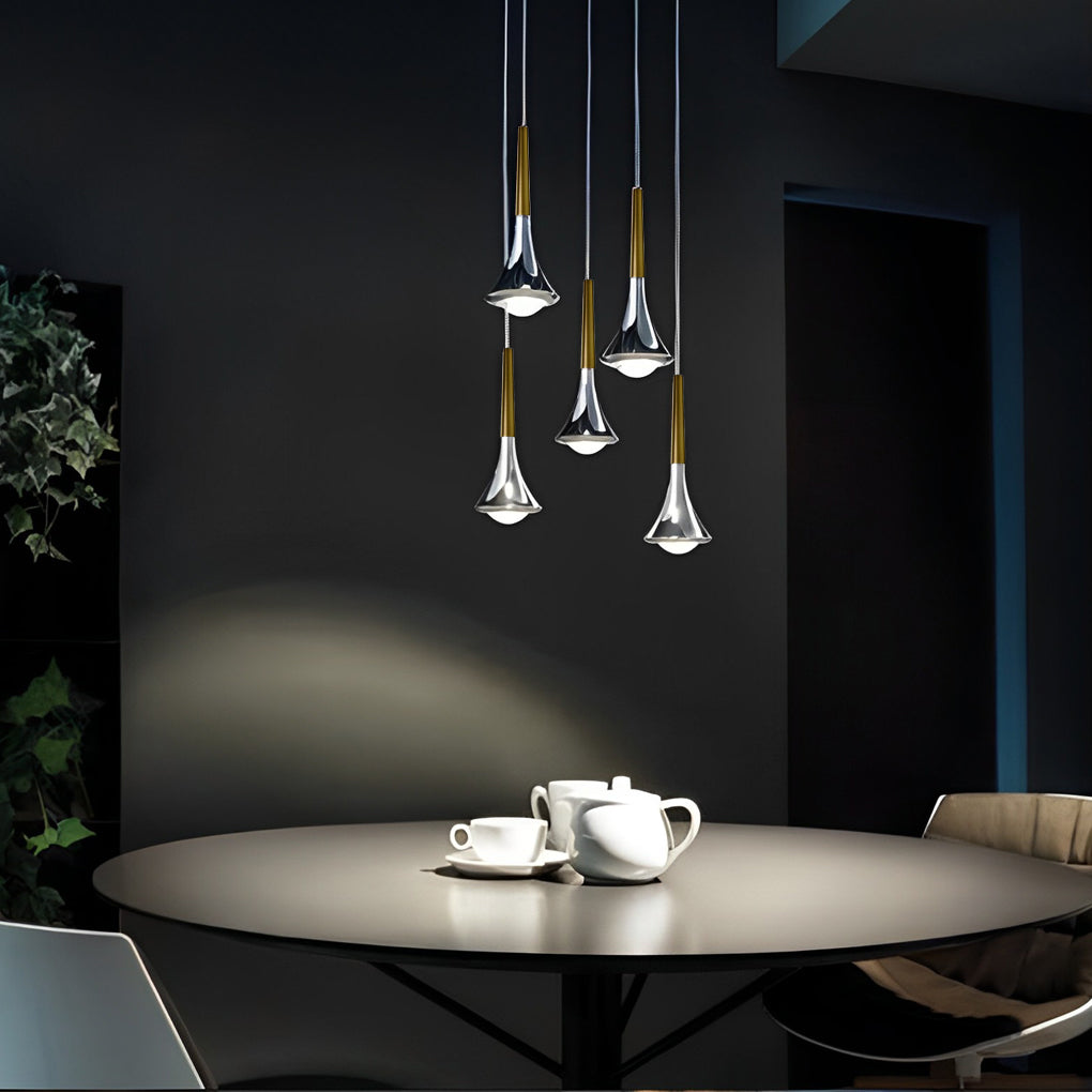 Nowoczesna lampa wisząca LED w kształcie kropli – Regulowany metalowy żyrandol do salonu, sypialni i jadalni | Karnz