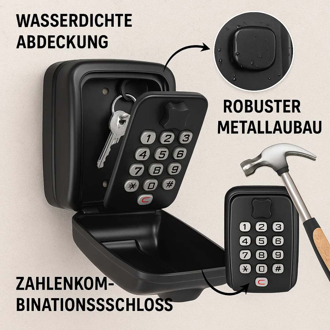 KeyGuard Zewnętrzna Skrzynka na Klucze – Wodoodporna Skrzynka Montowana na Ścianie | Karnz