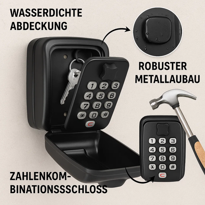 KeyGuard Zewnętrzna Skrzynka na Klucze – Wodoodporna Skrzynka Montowana na Ścianie | Karnz