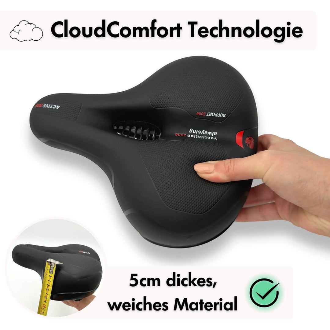 Sandsberg | CloudComfort Pro Siodełko Rowerowe | Materiał z Pamięcią Redukujący Nacisk | Czarny
