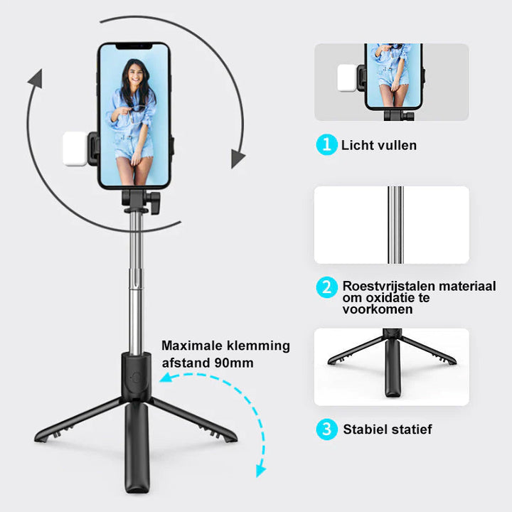 6 w 1 bezprzewodowy Bluetooth Selfie Stick