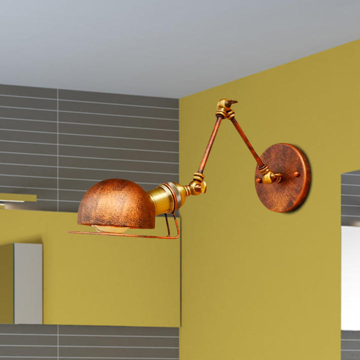 Kinkiet ścienny vintage industrial – lampa żelazna z ruchomym ramieniem, czarny metal