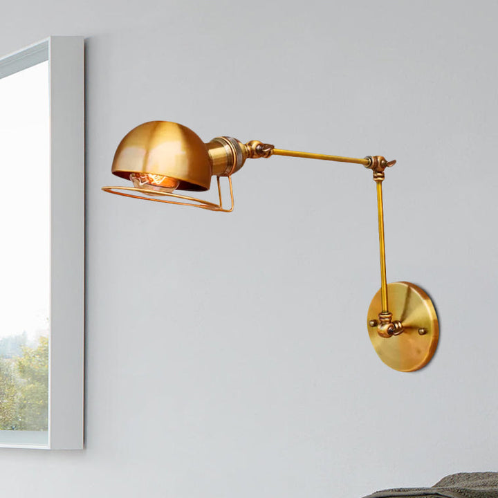 Kinkiet ścienny vintage industrial – lampa żelazna z ruchomym ramieniem, czarny metal
