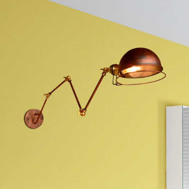 Kinkiet ścienny vintage industrial – lampa żelazna z ruchomym ramieniem, czarny metal