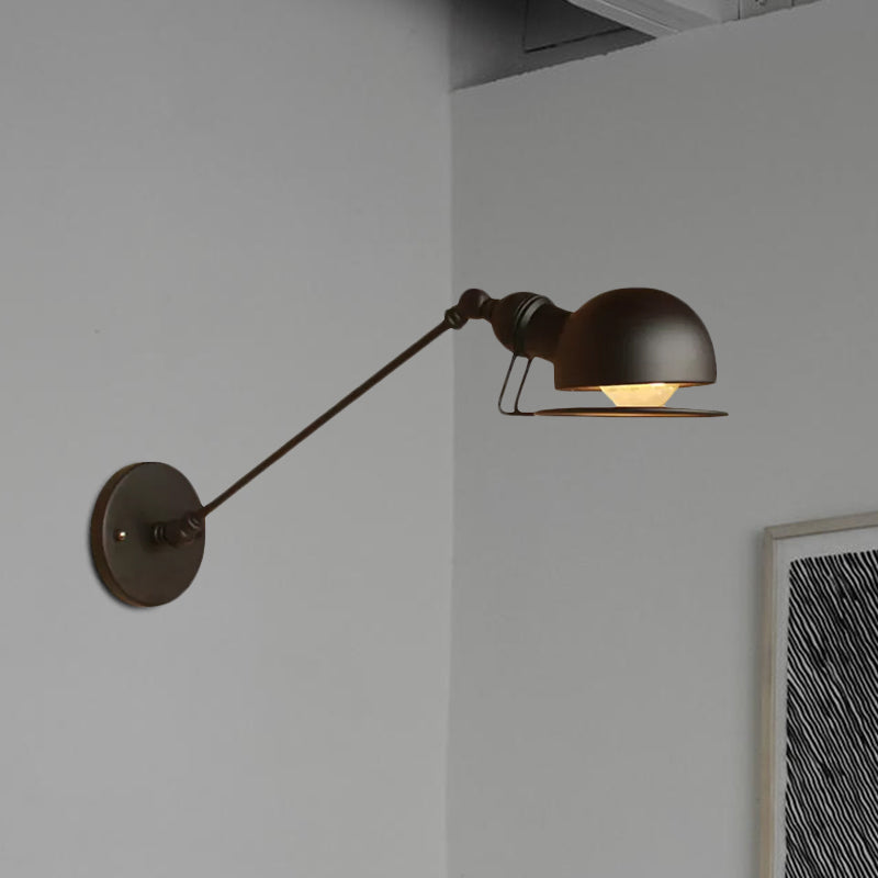 Kinkiet ścienny vintage industrial – lampa żelazna z ruchomym ramieniem, czarny metal