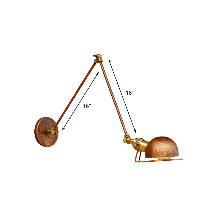 Kinkiet ścienny vintage industrial – lampa żelazna z ruchomym ramieniem, czarny metal