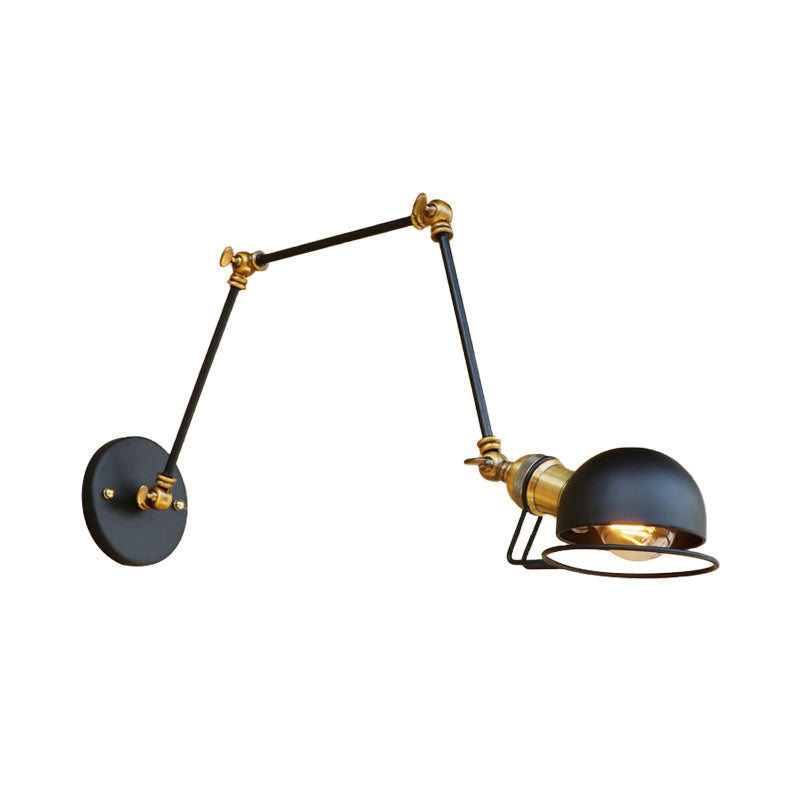 Kinkiet ścienny vintage industrial – lampa żelazna z ruchomym ramieniem, czarny metal