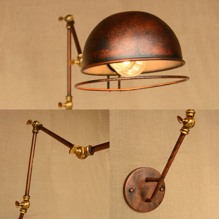 Kinkiet ścienny vintage industrial – lampa żelazna z ruchomym ramieniem, czarny metal