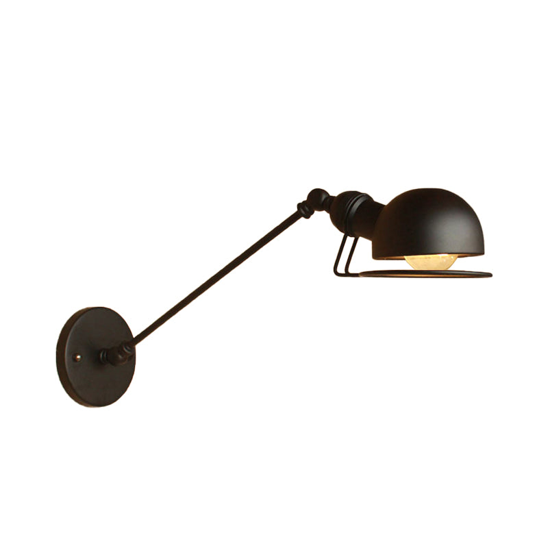 Kinkiet ścienny vintage industrial – lampa żelazna z ruchomym ramieniem, czarny metal