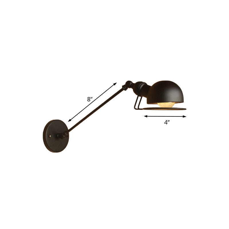 Kinkiet ścienny vintage industrial – lampa żelazna z ruchomym ramieniem, czarny metal
