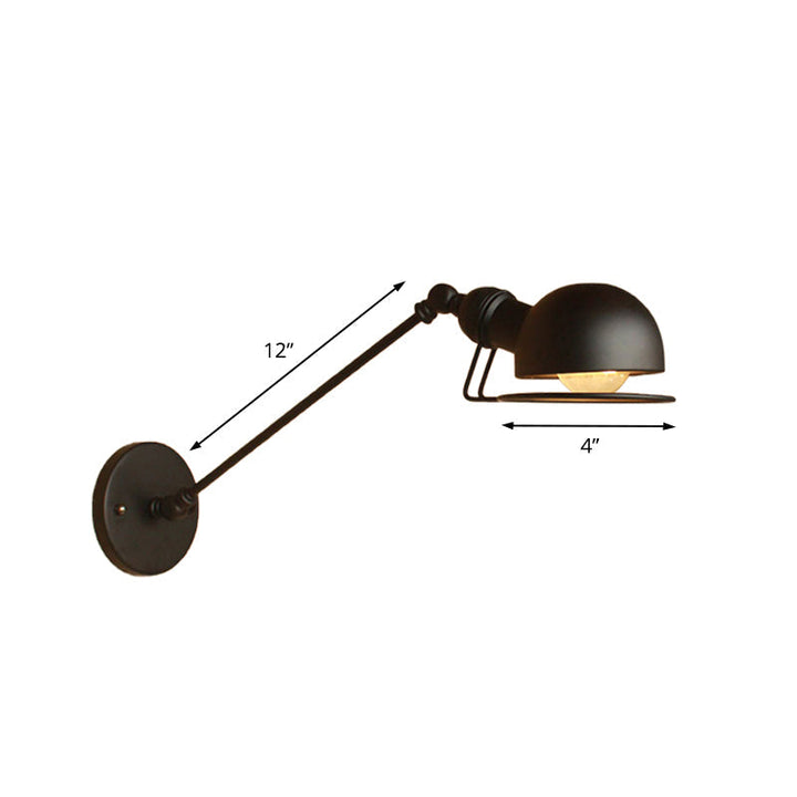 Kinkiet ścienny vintage industrial – lampa żelazna z ruchomym ramieniem, czarny metal