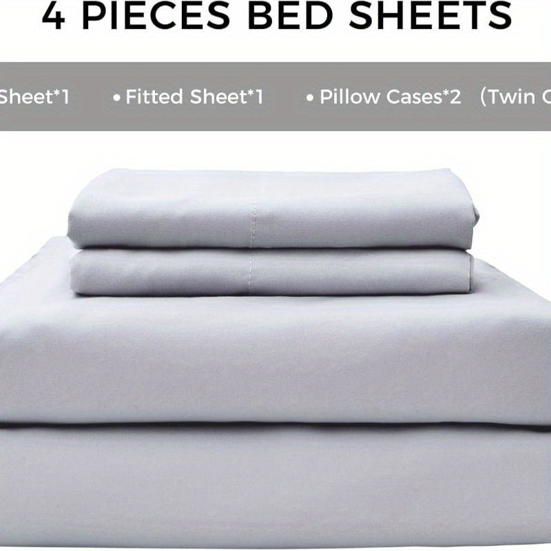 4-częściowy miękki chłodzący zestaw prześcieradeł na łóżko typu queen-size: 14" głębokie kieszenie, luksusowa jakość hotelowa, odporne na kurczenie i blaknięcie, łatwe w pielęgnacji prześcieradła | Karnz