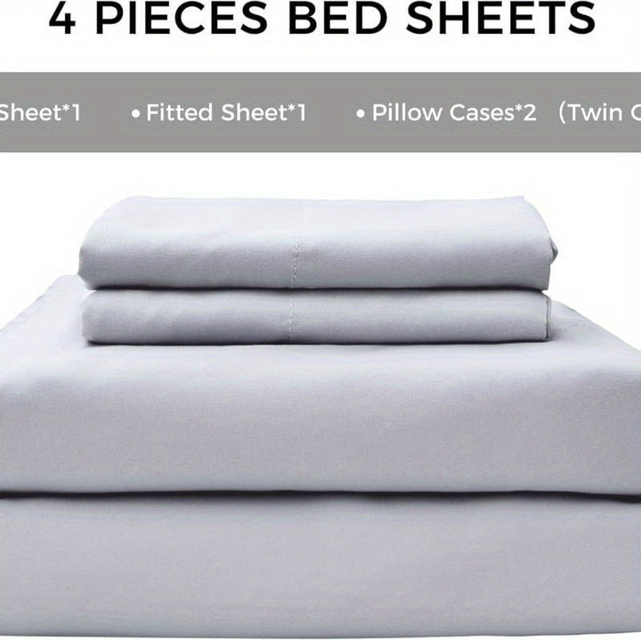 4-częściowy miękki chłodzący zestaw prześcieradeł na łóżko typu queen-size: 14" głębokie kieszenie, luksusowa jakość hotelowa, odporne na kurczenie i blaknięcie, łatwe w pielęgnacji prześcieradła | Karnz