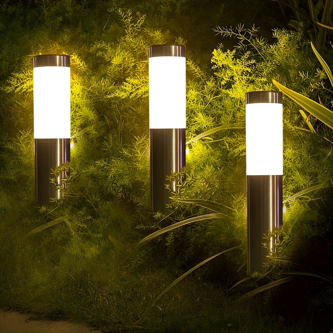 LED Oświetlenie Ogrodowe Cylindryczne w Zestawie 2 Szt. ze Stali Nierdzewnej