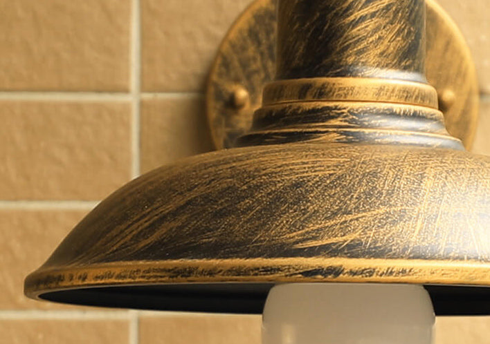 Retro Loft Dome Żelazo Na Zewnątrz Wodoodporna Lampa Ścienna Szkło Łukowe 1-Światło | Karnz