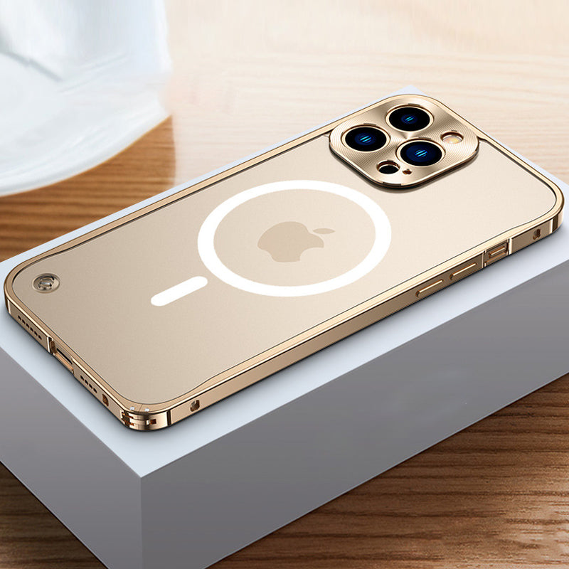 Magnetyczna obudowa ładująca z metalową ramą do iPhone&