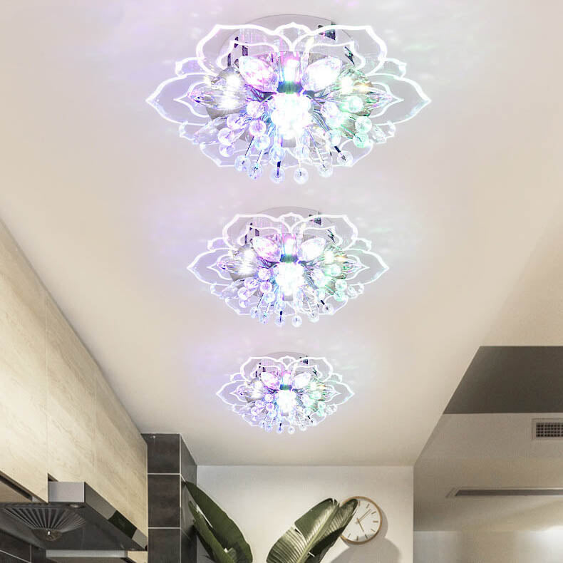 Karnz GlowPetal | LED Kryształowa Lampa sufitowa | Kształt kwiatu, RGB Zmiana koloru &amp; energooszczędna