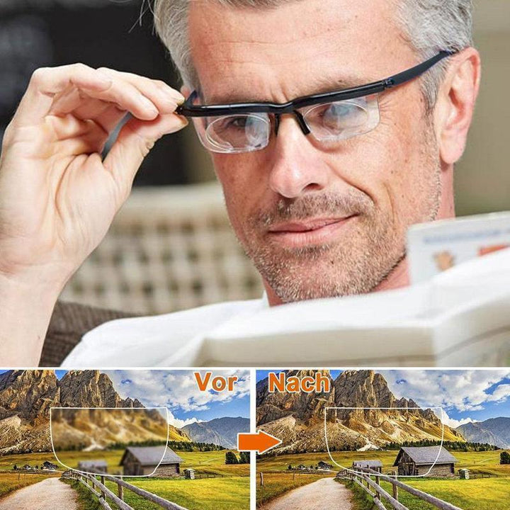 Sandsberg | Fokussowalna Okulary do Czytania Unisex | Regulowana Soczewka Zoom | Czarny