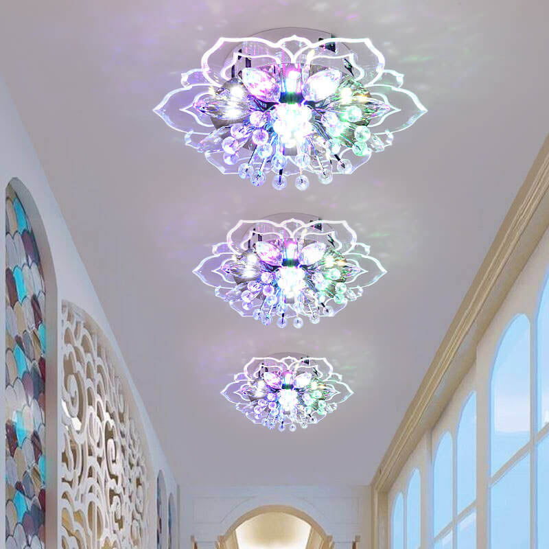 Karnz GlowPetal | LED Kryształowa Lampa sufitowa | Kształt kwiatu, RGB Zmiana koloru &amp; energooszczędna