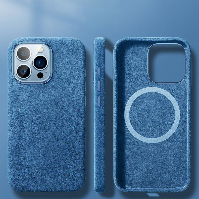 Włoskie etui Alcantara z magnesem na iPhone&