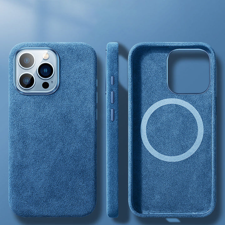 Włoskie etui Alcantara z magnesem na iPhone&