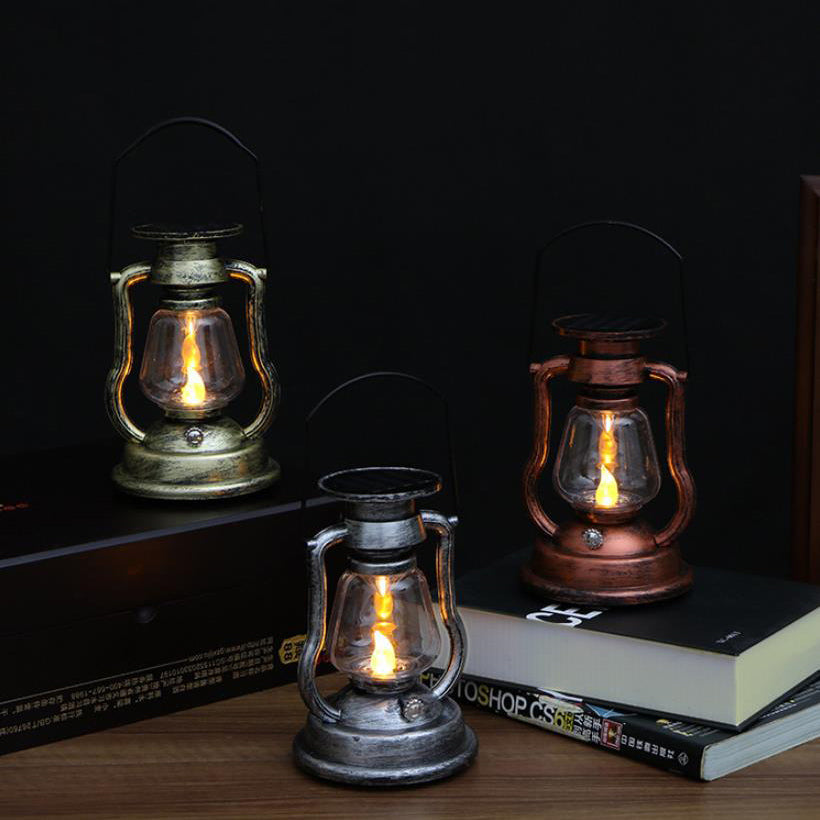 Lampka Solarna Retro Kerosinowa Lampka Konna LED Zewnętrzna Ogród Patio Dekoracja Przenośna Płomień Świeczka | Karnz