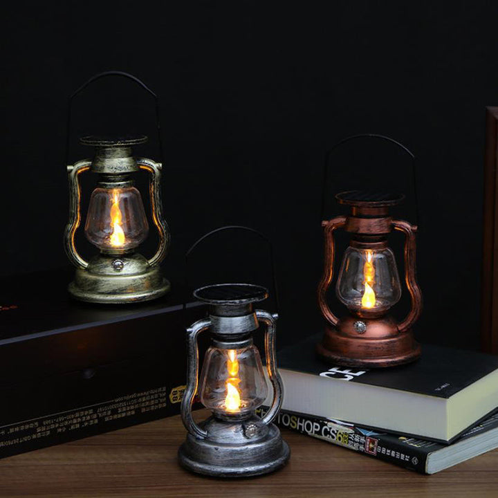 Lampka Solarna Retro Kerosinowa Lampka Konna LED Zewnętrzna Ogród Patio Dekoracja Przenośna Płomień Świeczka | Karnz