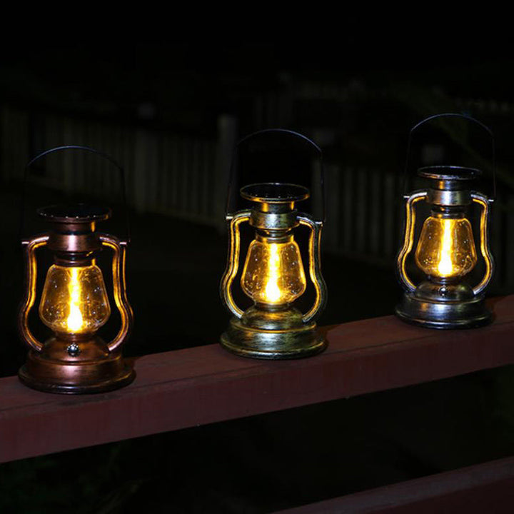 Lampka Solarna Retro Kerosinowa Lampka Konna LED Zewnętrzna Ogród Patio Dekoracja Przenośna Płomień Świeczka | Karnz