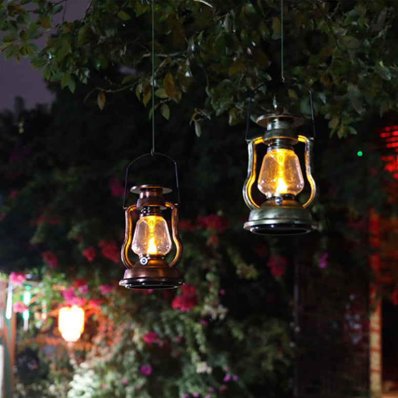 Lampka Solarna Retro Kerosinowa Lampka Konna LED Zewnętrzna Ogród Patio Dekoracja Przenośna Płomień Świeczka | Karnz