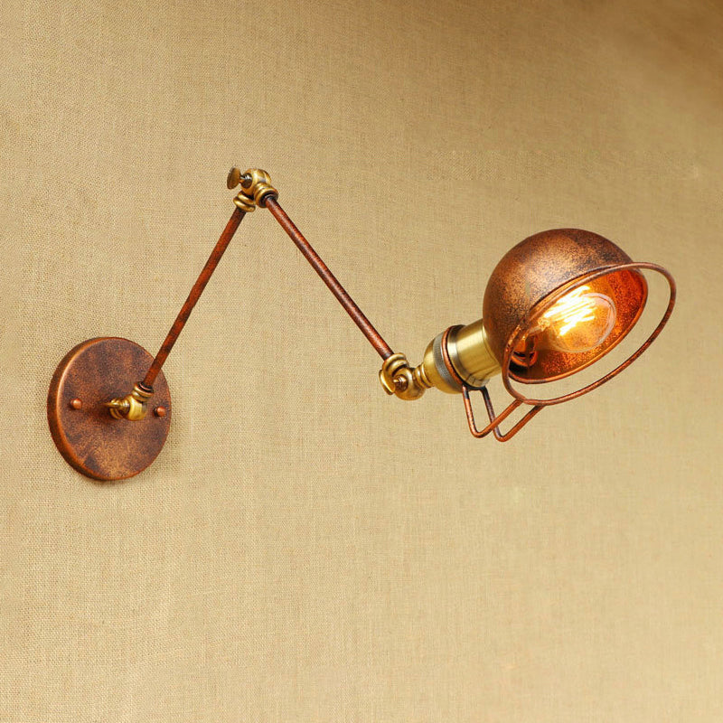 Kinkiet ścienny vintage industrial – lampa żelazna z ruchomym ramieniem, czarny metal