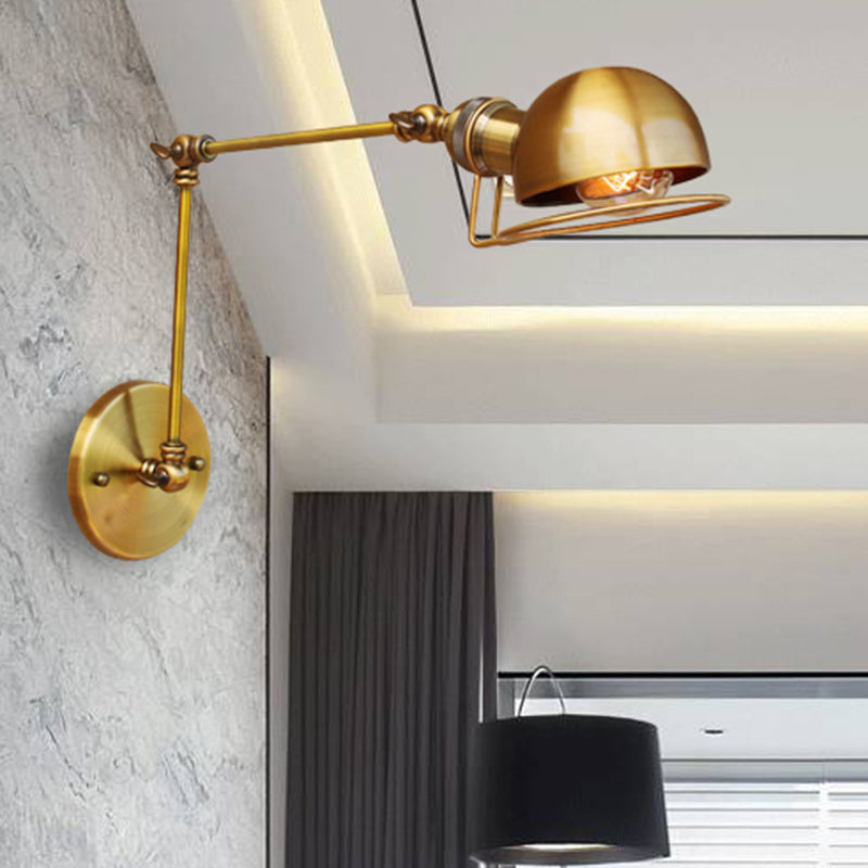 Kinkiet ścienny vintage industrial – lampa żelazna z ruchomym ramieniem, czarny metal
