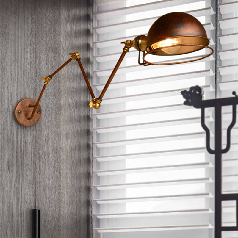 Kinkiet ścienny vintage industrial – lampa żelazna z ruchomym ramieniem, czarny metal