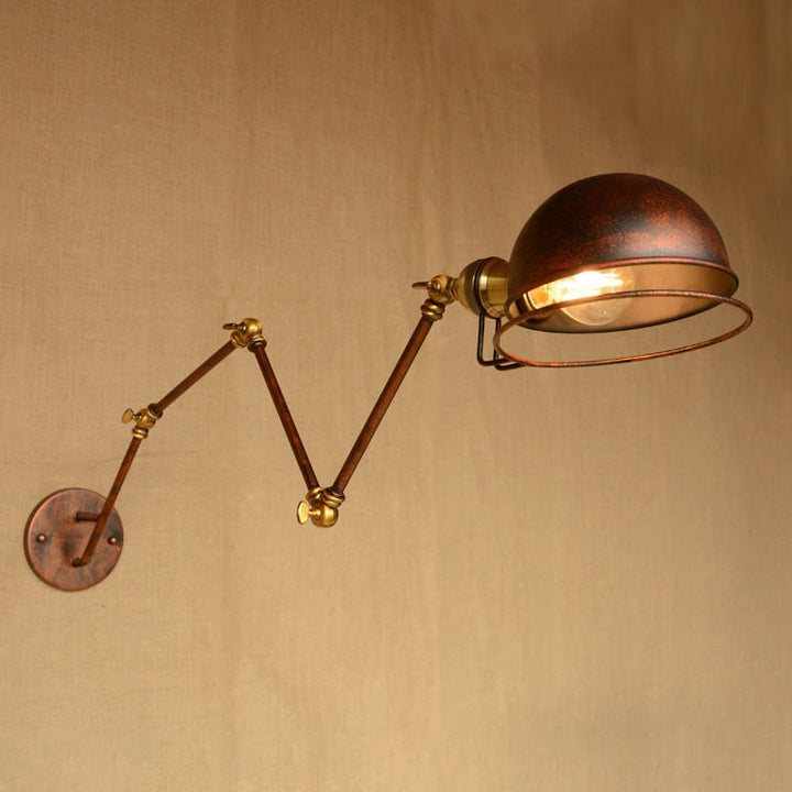 Kinkiet ścienny vintage industrial – lampa żelazna z ruchomym ramieniem, czarny metal