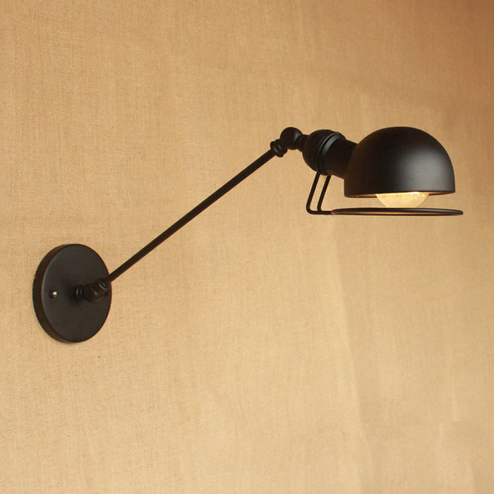 Kinkiet ścienny vintage industrial – lampa żelazna z ruchomym ramieniem, czarny metal