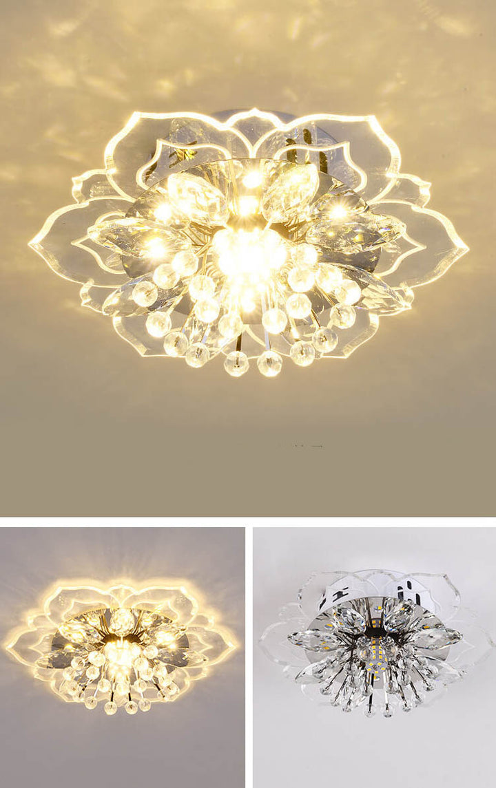 Karnz GlowPetal | LED Kryształowa Lampa sufitowa | Kształt kwiatu, RGB Zmiana koloru &amp; energooszczędna
