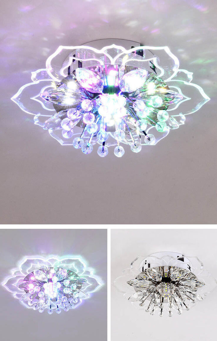 Karnz GlowPetal | LED Kryształowa Lampa sufitowa | Kształt kwiatu, RGB Zmiana koloru &amp; energooszczędna