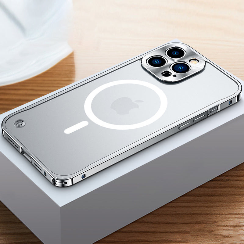 Magnetyczna obudowa ładująca z metalową ramą do iPhone&