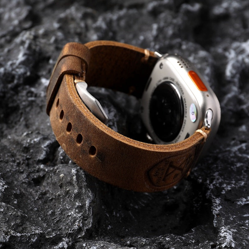 Ręcznie robiony vintage skórzany pasek do Apple Watch