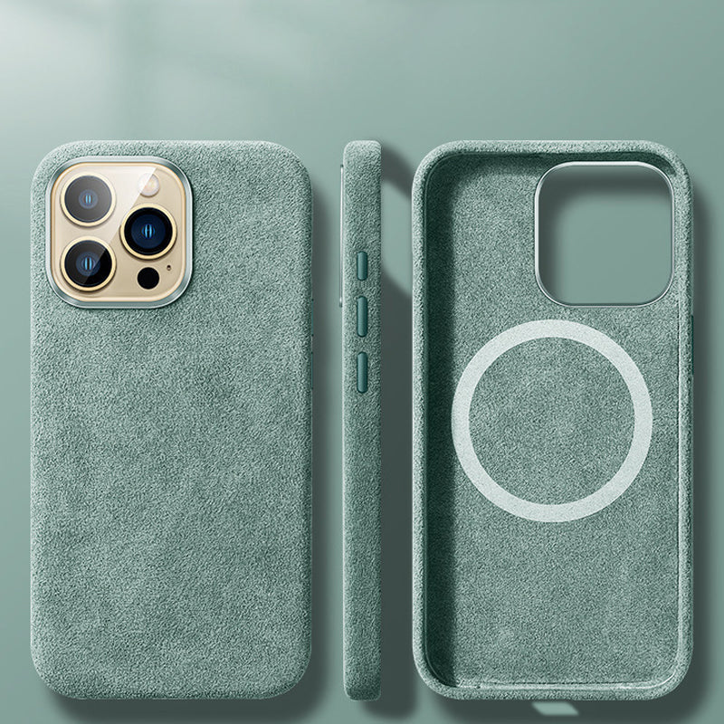 Włoskie etui Alcantara z magnesem na iPhone&