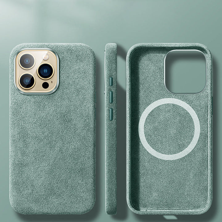 Włoskie etui Alcantara z magnesem na iPhone&