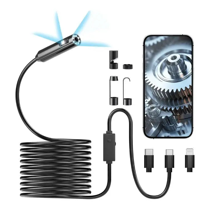3-w-1 USB Endoskopkamera – Wodoodporna, Elastyczna z 6 diodami LED