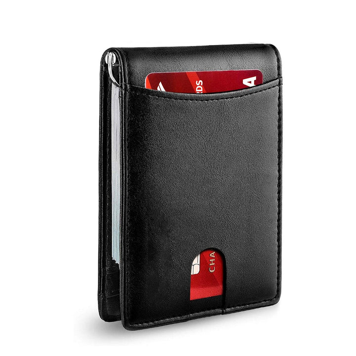 Slim RFID-portfel dla mężczyzn | Etui na karty ze skóry | Czarny